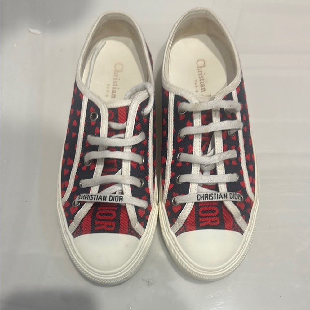 Christian Dior Red and Black Patterned Sneakers